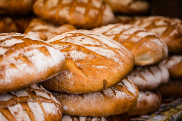 Traditional bread in polish food market in Krakow, Poland.
