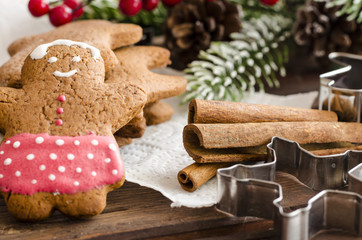 Gingerbread man Christmas cookies and decoration