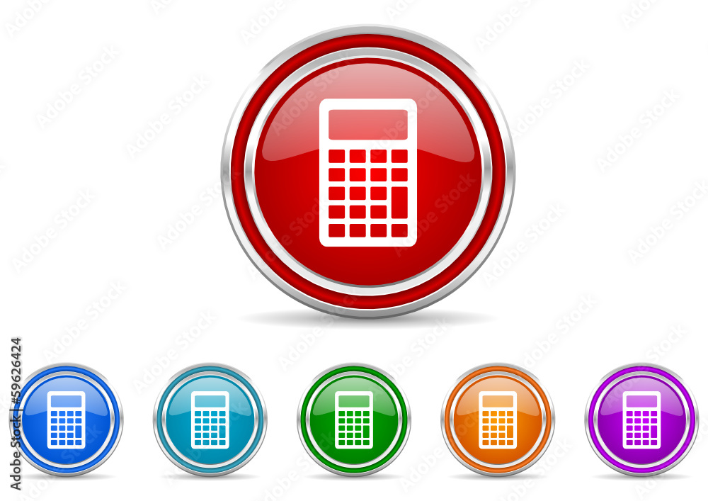 Poster calculator icon vector set