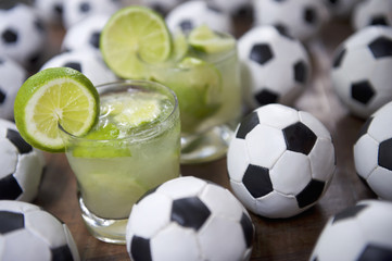 Two Fresh Lime Caipirinhas Brazilian Soccer Balls © lazyllama