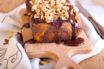 cake with chocolate glaze