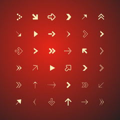 Abstract Arrows Set on Red Background
