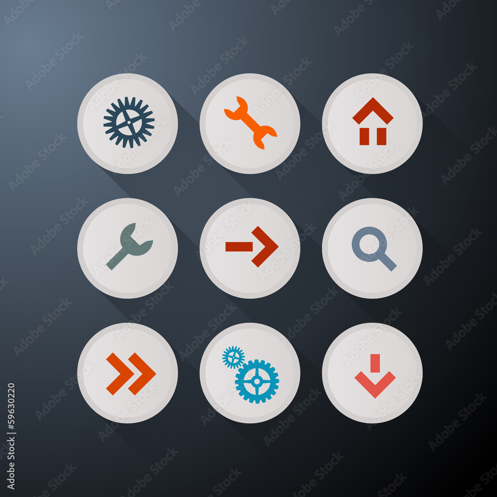 Poster vector web icons set on dark background