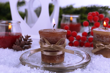 Christmas candles close up