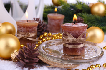 Christmas candles close up