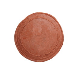 Old blank round brick, isolated on white background