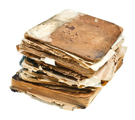 stack of antique books