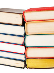 two stacks of books close up