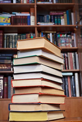 books on wooden table