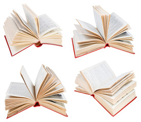 set from different angles old red cover book