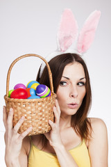 Girl with easter egg basket - 59634253