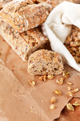bread on wood background