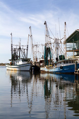 Fototapeta na wymiar Docked Shrimp Boats