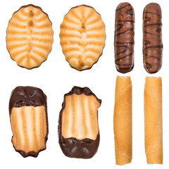 collection of cookies and chocolate candy isolated