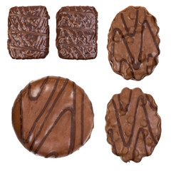 collection of cookies and chocolate candy isolated