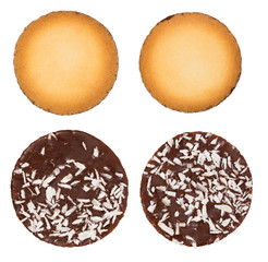 collection of cookies and chocolate candy isolated