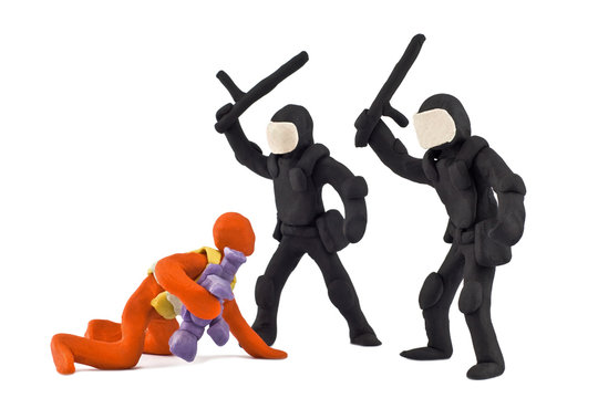 police beat reporter stuck together from plasticine