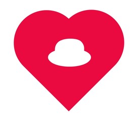 Chapeau rond dans un cœur