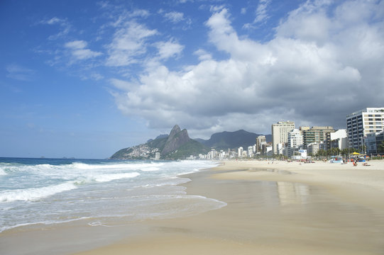 Rio de Janeiro Ipanema Beach Skyline Two Brothers Mountain