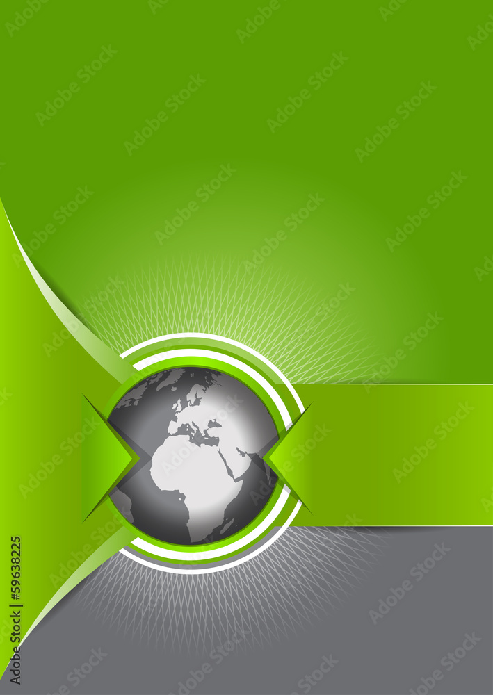 Fototapete Vector abstract green background with a globe