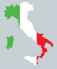 map and flag of Italy