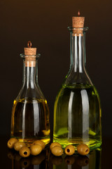 Original glass bottles with salad dressing