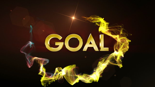 GOAL Gold Text in Particles, with Final White Transition
