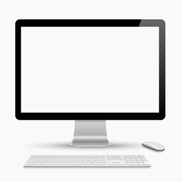 Monitor with keyboard and computer mouse