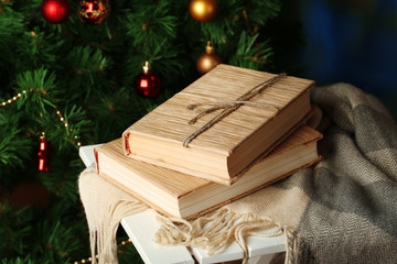 Composition with books and plaid