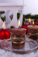Christmas candles close up