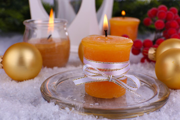 Christmas candles close up