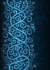 Abstract blue grunge vector floral illustration