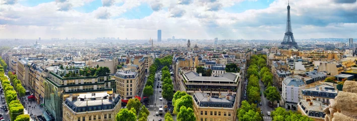 Schilderijen op glas Uitzicht op Parijs vanaf de Arc de Triomphe. .Parijs. Frankrijk. © BRIAN_KINNEY