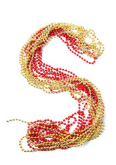 Letter s of red and gold beads