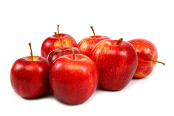 Fresh red apples on white background.