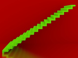 Obraz premium green stairs in red background interior,3d