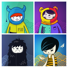 vector modern funny characters hipsters