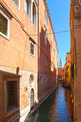 Fototapeta na wymiar narrow canals with gondolas Venice, Italy, Europe