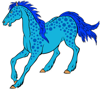 Cartoon blue horse