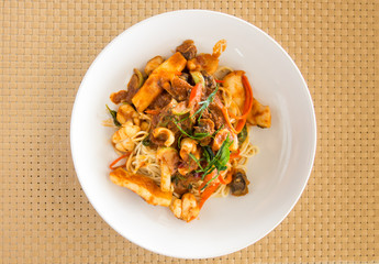 Spaghetti spicy sea foods