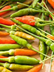 Red and green hot peppers