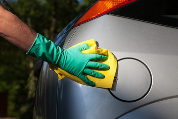 Polishing a car