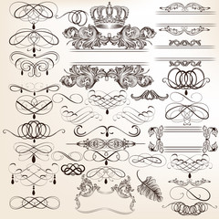 Collection of vector vintage decorative elements for design