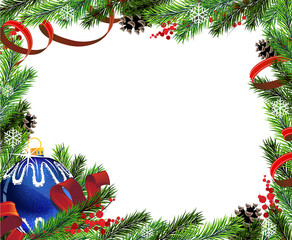 Obraz na płótnie Canvas Christmas wreath with blue ball