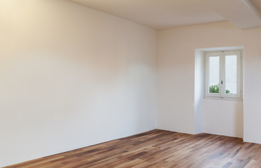 Interior nice loft, empty room with window