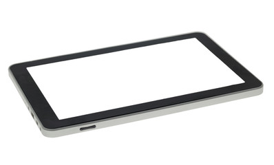 Closeup of tablet with blank screen for template isolated