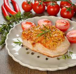 Fried meat with Dijon mustard