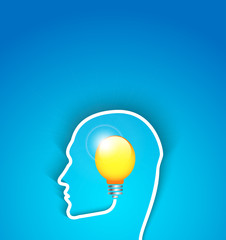 idea concept human face profile with bulb