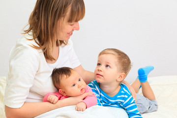 mother with two kids enjoying time together