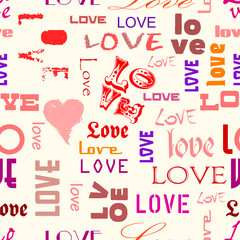 love illustration seamless pattern, typography, vector